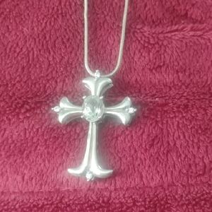 Radiant Silver Cross Pendant Necklace